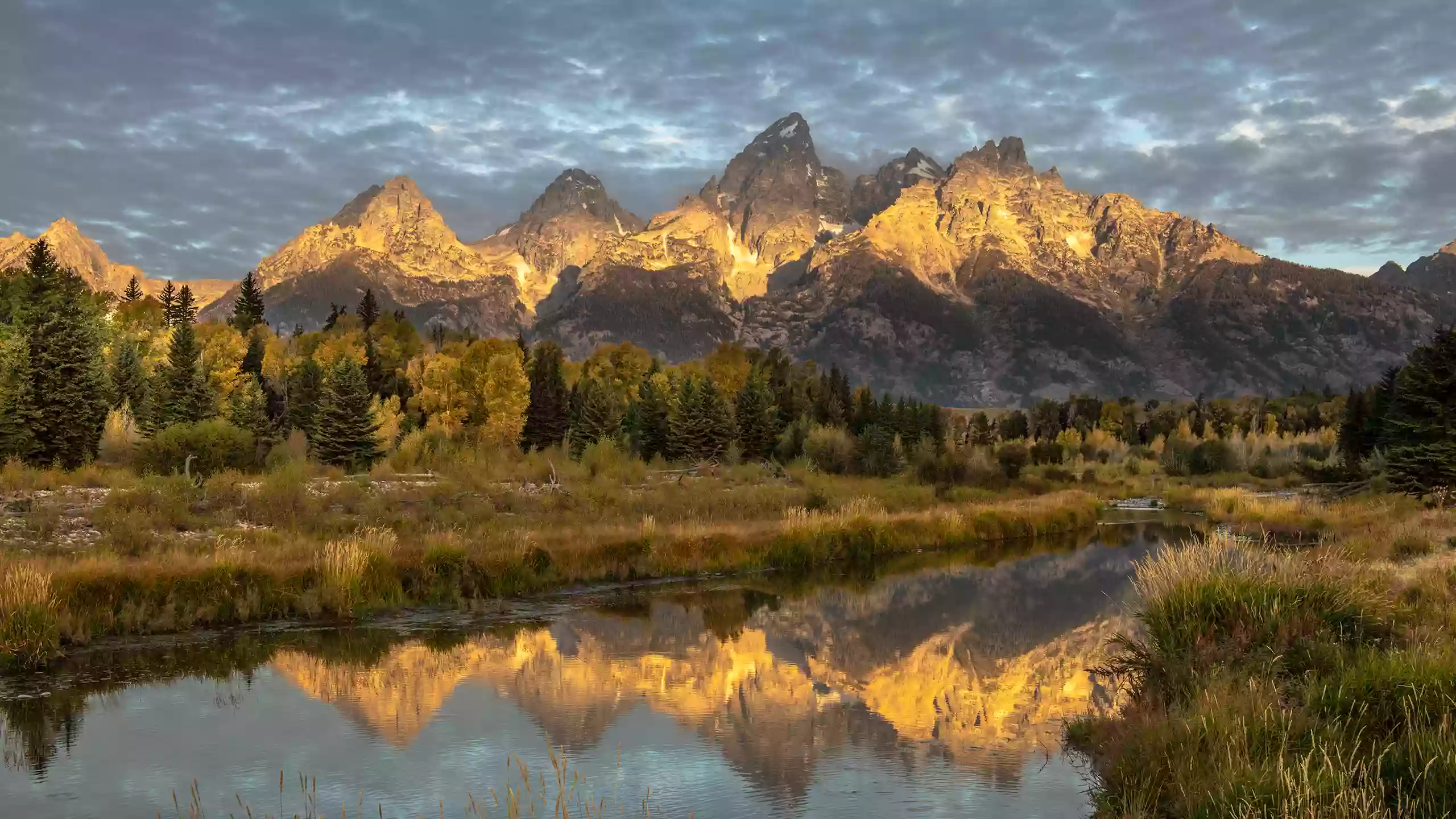 The Grand Teton range rising above the Jackson Hole valley floor